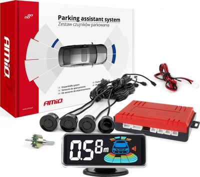 Sistem parkimi AMiO 03185, 4 senzora, ekran LED, i zi