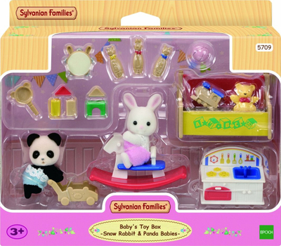 Set lodrash Sylvanian Families, dhomë lojërash për fëmijë, me figura lepuri dhe pande