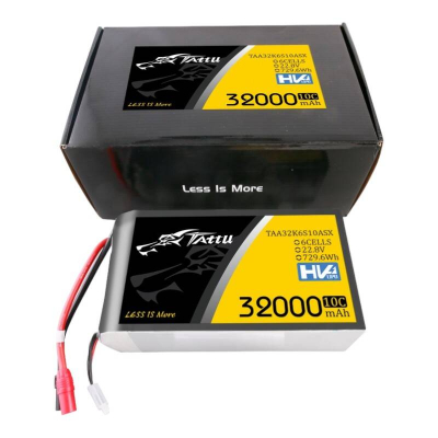 Bateri LiPo Tattu 6S1P, 32000mAh, 22.2V 25C, e zezë