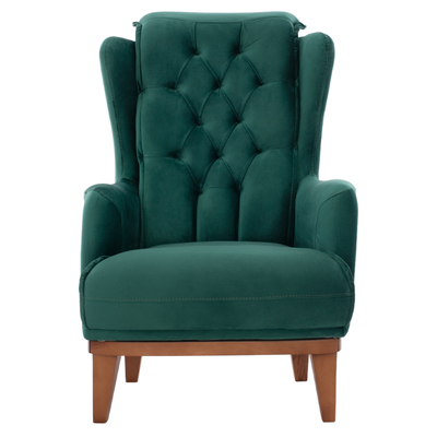 Fotelje bergere Bennington, kadife, 75x100x100 cm, jeshile Cypress