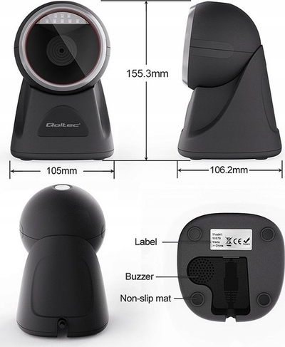 Skaner barkodi Qoltec Desktop Precision Reader, 1D edhe 2D QR, USB, i zi