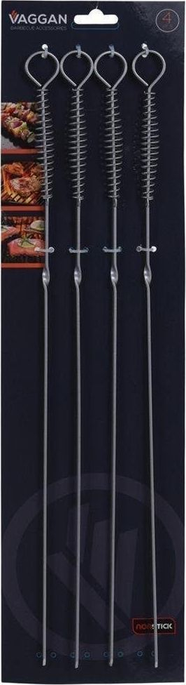 Set hellash barbecue pa markë, 4 copë, çelik inox, ngjyrë argjendtë