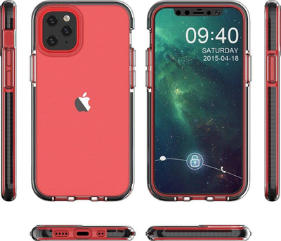 Këse Spring për iPhone 13 Pro Max, xhel TPU, shumë e hollë, transparente e kuqe