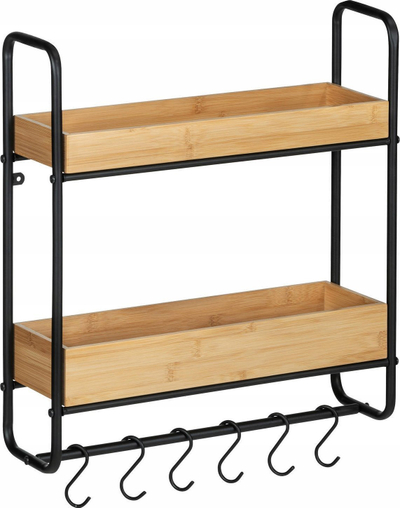 Raft muri Home24 Loft I, stil industrial, dru e hekur, kafe