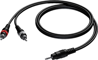 Kabllo audio Procab CAB711/10, xhek 3.5mm në 2x RCA, 10m, e zezë