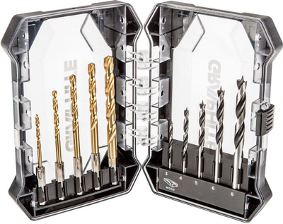 Set stërvitash Graphite Drill, 10 copë, 3-8 mm, për metal edhe për dru