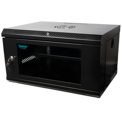Kabinet rrjeti muror Spacer SPCW 6U, 19", 500x400mm, i zi