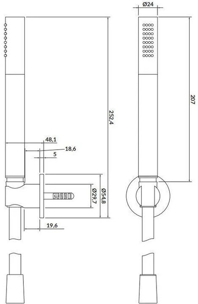 Set dushi i fshehtë Cersanit Crea, me dush dore, 150cm, ngjyrë ari