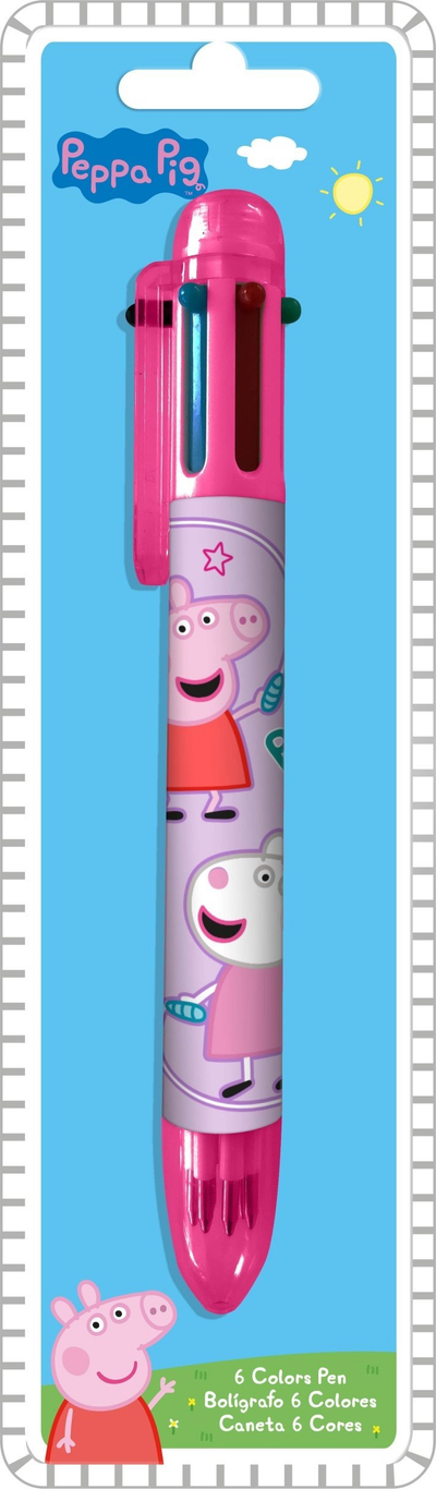 Stilolaps 6 ngjyrësh Peppa Pig, për fëmijë, shumëngjyrësh