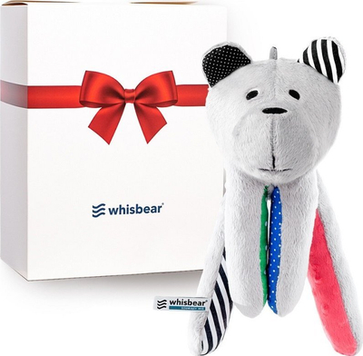 Lodër arush qetësues Whisbear Humming Bear, me pink noise, sensor të qarjes CRYsensor, gri