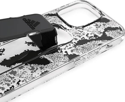Maskë telefoni Adidas SP Clear Grip Paisley për iPhone 13 / 13 Pro 6.1", me mbajtëse, transparente me të zezë