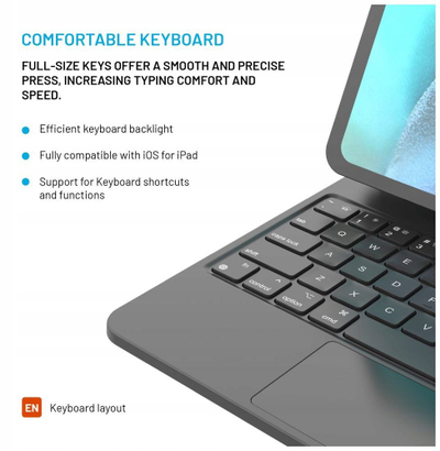 Kuti me tastierë FIXED Typee për Apple iPad Pro 11" M4 2024, Sleep/Wake, e zezë