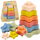 Lodër piramidë sensoriale Lean Toys, 6 blloqe ylli, për bebe, shumëngjyrëshe