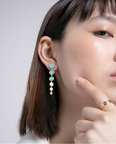 Vathë varëse të veshura me ar me amazonite Elegant 2300E100-43