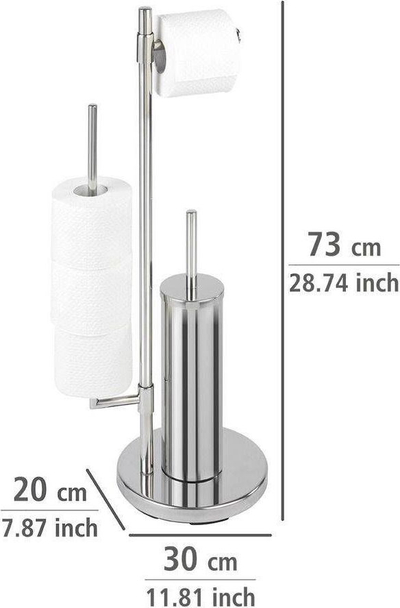 Stendë tualeti Wenko Universalo, mbajtëse letre dhe furçë, çelik inox, argjendtë