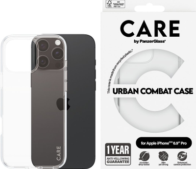 Mbështjellës PanzerGlass CARE Urban Combat për iPhone 16 Pro Max, mban shumë nga rëniet, transparent
