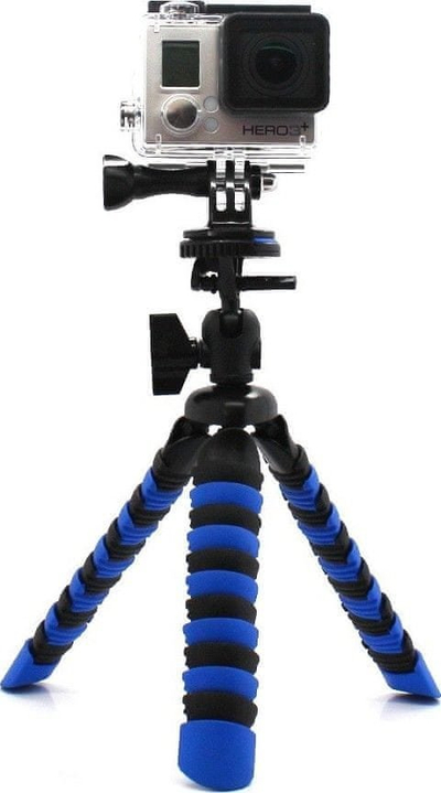 Trekëmbësh i lëvizshëm Madman May, për kamera dhe action kamera, filetë 1/4", blu me të zezë