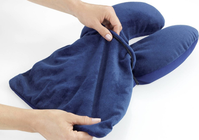 Jastëk udhëtimi Maximex Neck Pillow, 2 në 1, me mikrorruza, gri