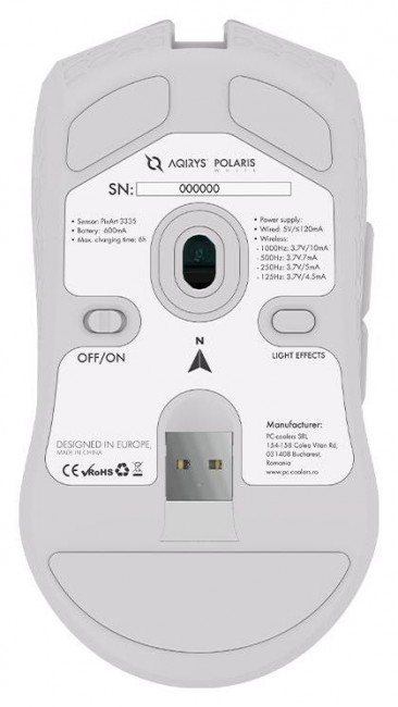 Mi gaming AQIRYS Polaris Wireless, 16000 dpi, RGB, i bardhë