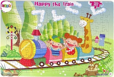 Puzzle Leantoys Happy Train, 120 copa, për kalamaj, shumëngjyrësh