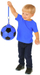 Top gome me dizajn futbolli, dorezë me sustë, 22cm, i kaltër