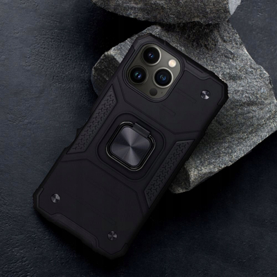 Futera Nitro për iPhone 16 Pro, me unazë metalike, e zezë
