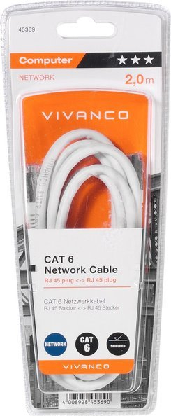Kabllo rrjeti Vivanco Cat 6, 2m, RJ45, e bardhë