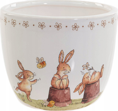 Vazo qeramike Charmy Easter Bunny, 8.5 cm, e bardhë, dekor