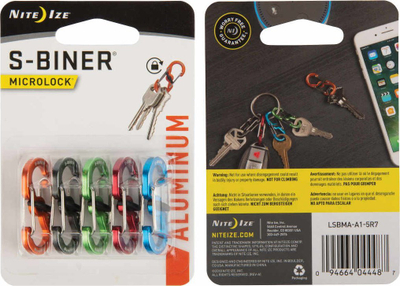 Set karabinash Nite Ize S-Biner MicroLock, alumin, 5 copë, shumëngjyrësh
