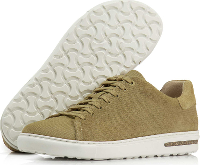 Atlete Birkenstock Bend Low Cord, lëkurë dhe kordelaje, shollë ortopedike, bezhë