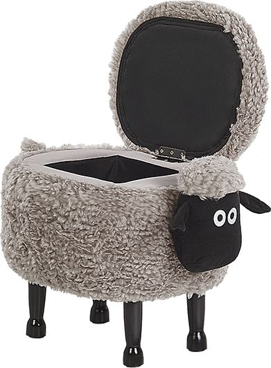 Stol me hapësirë Beliani Sheep, për kalamaj, prej pelushi, gri