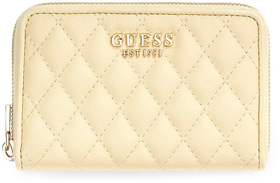Portofol GUESS Atabey SLG Medium Zip Around, poliuretani, për femra, e verdhë e çelur