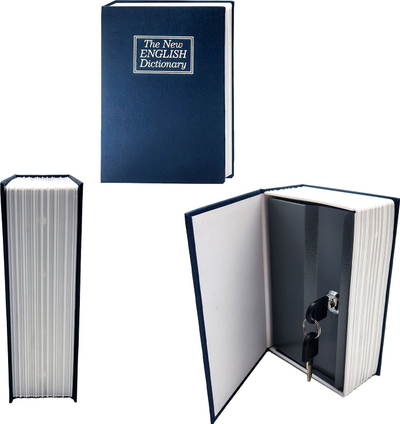 Kasafortë libër Mad Monkey 2000031 Book Safe, metalike, blu e bardhë