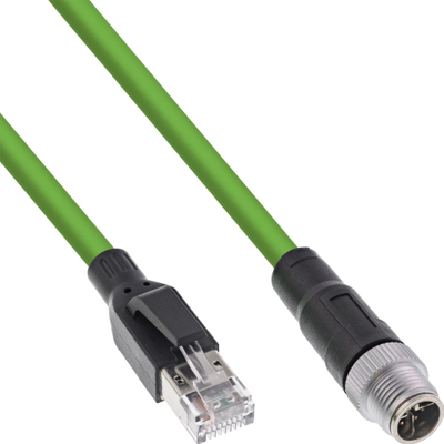 Индустриски мрежен кабел InLine M12 во RJ45, Cat.6A, 5m, зелен