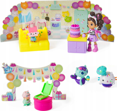 Set figurash lodër Gabby’s Dollhouse Birthday Multi-Pack, figura për me mbledh, me gjëra feste, shumëngjyrësh