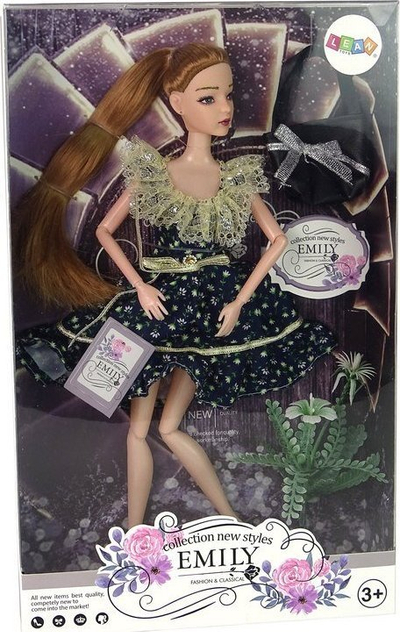 Kukull LeanToys Emily Fashion Show, me çantë me lule, flokë bjonde