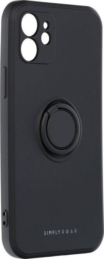 Futrollë Roar Amber për iPhone 12, TPU, unazë 360°, e zezë mat