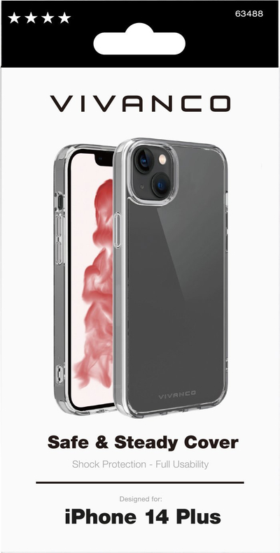Kapak telefoni Vivanco Safe and Steady për iPhone 14 Plus, kundra goditjeve, i tejdukshëm