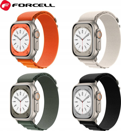 Rrip ore FORCELL F-DESIGN FA13 për Apple Watch 42/44/45/49 mm, prej pëlhure, i zi