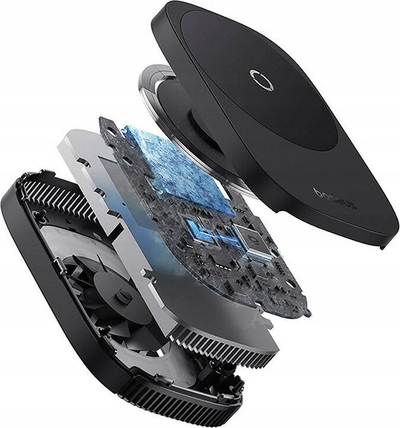 Ftohës magnetik për telefon Baseus, 2 në 1 me mbajtëse, drita RGB, i zi