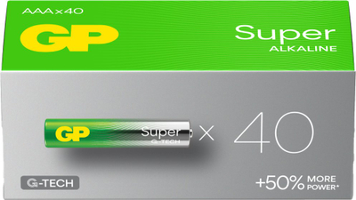 Bateri alkaline GP Super AAA, 1.5V, paketim me 40 copë