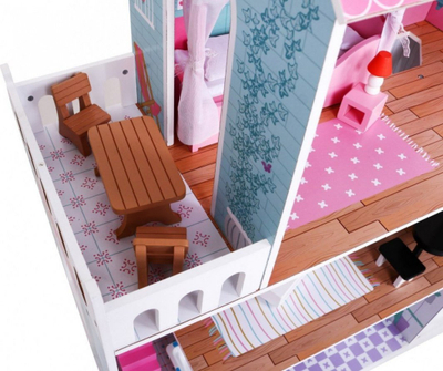 Shtëpi kukullash Wooden Dollhouse Pink, prej druri, 3 kate, rozë