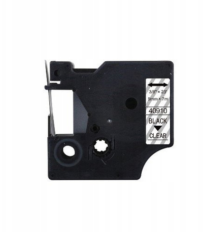Kasetë etiketuese TelForceOne DYMO D1 40910, 9mm x 7m, tekst i zi në sfond transparent