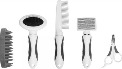 Set për krehje mace CATIT 2.0 Shorthair Grooming Kit, për mace me qime të shkurtra, shumëpjesësh, i bardhë