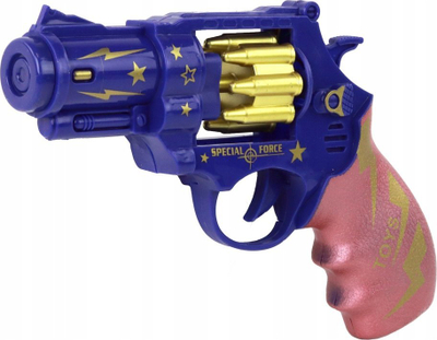 Revolver lodër Special Force, me efekte zanore, për kalamaj, blu rozë