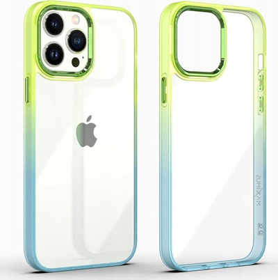 Mbulesë telefoni MX Rainbow për iPhone 14 Pro Max 6.7", transparente, me ngjyra jeshile blu në gradyent
