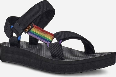Sandale për femra TEVA Midform Universal Pride, platformë 1.25", të zeza me shumëngjyra