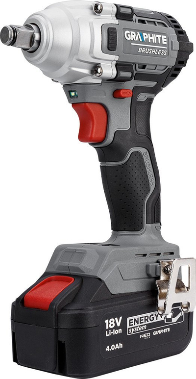 Çelës goditës me bateri Graphite Energy+, 18V, 330Nm 1/2", set 4.0Ah, gri grafit