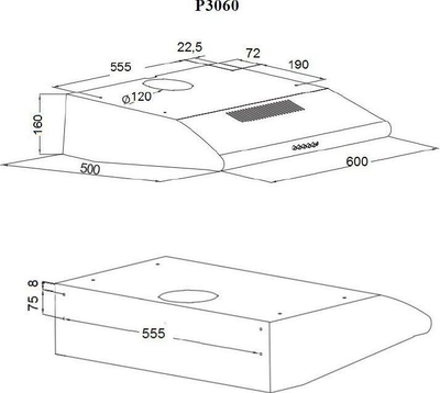 Ventilator kuzhine Akpo WK-7 P3060 W, 60 cm, i bardhë