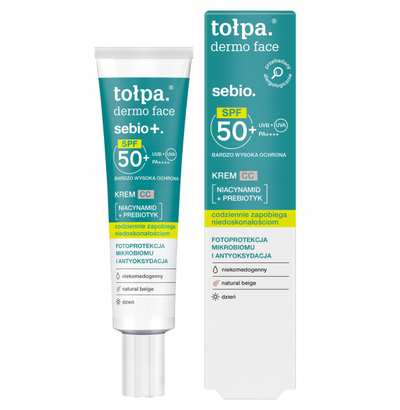 Kрем CC за лице Topa Dermo Face Sebio, SPF50, за кожа со акни
